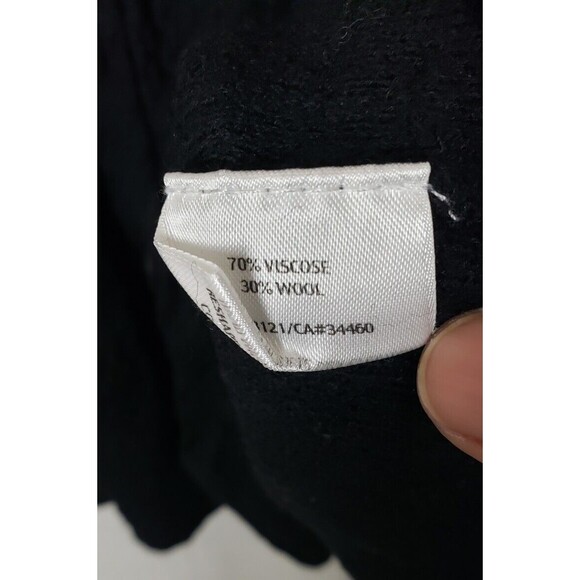 Eileen Fisher Waffle Knit Cardigan XL Black Button Front Mandarin Collar Outdoor - Picture 4 of 4